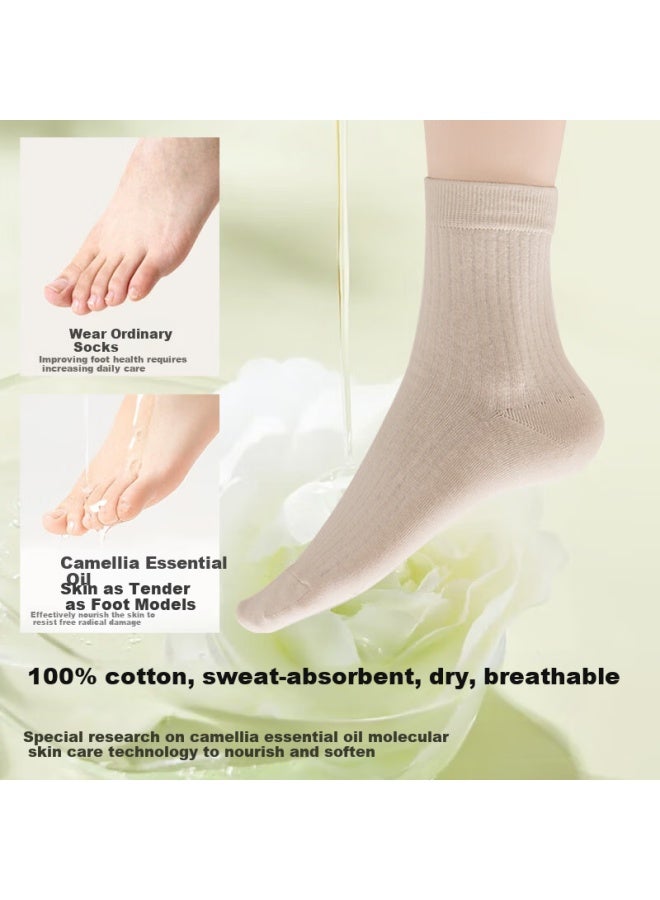 Miiow 6 Pairs [camellia Fragrance] Women's Socks, Mid-calf, Drawstring, 100% Pure Cotton, Antibacterial And Odor-resistant - Image 4
