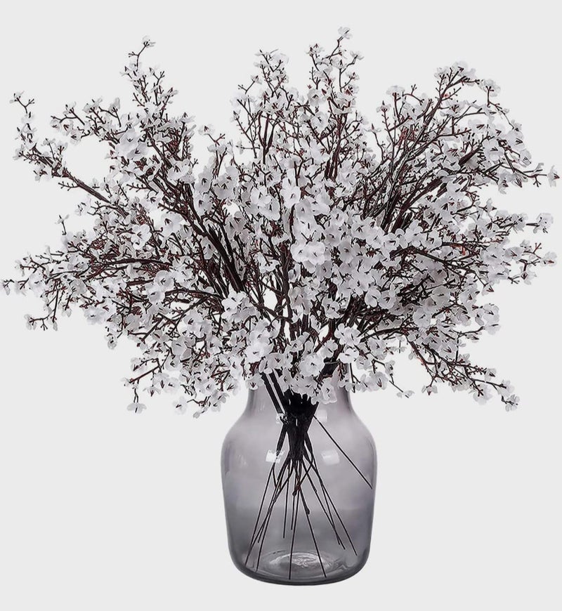 VRB Dec VRB Dec Artificial Babys Breath Gypsophila Flower Bunch Decor Items for Home Room Decor Plants and Craft Items Corner Without Vase Pot Pack of 2 Bunch NOT Stick White 