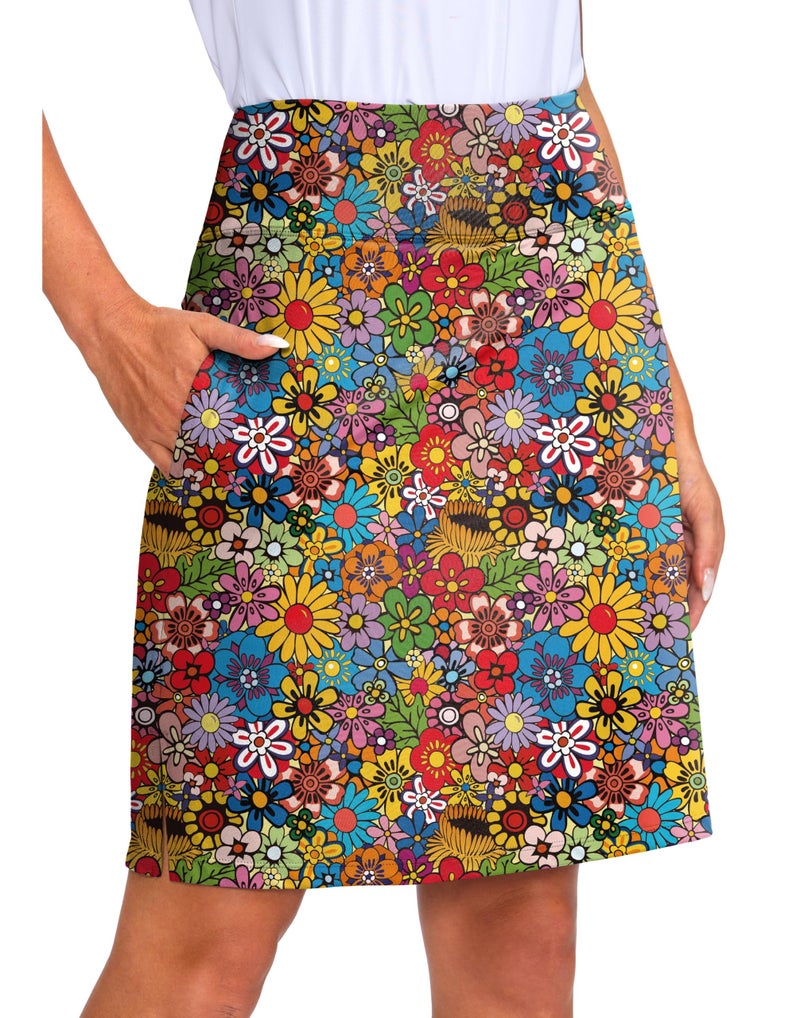 Viodia Women's 20" Knee Length Skorts Skirts Athletic Tennis Golf Skirt for Women Modest Sports Casual Summer Skirt with 5 Pockets Kaleidoscope M - Image 1