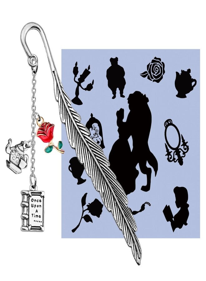 MAOFAED Fairy Tale Gift Princess Gift Metal Bookmark for Reader Book Lover Bookish Bookworm Book Nerd(beautybeast Bookmark) - Image 1