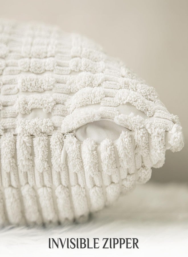 Softalker 18x18 Pillow Covers Cream, Set of 2 Soft Corduroy Boho Textured Pillow Covers Modern Decorative Pillow Case for Couch Patio Living Room Sofa Halloween Thanksgiving - Image 4