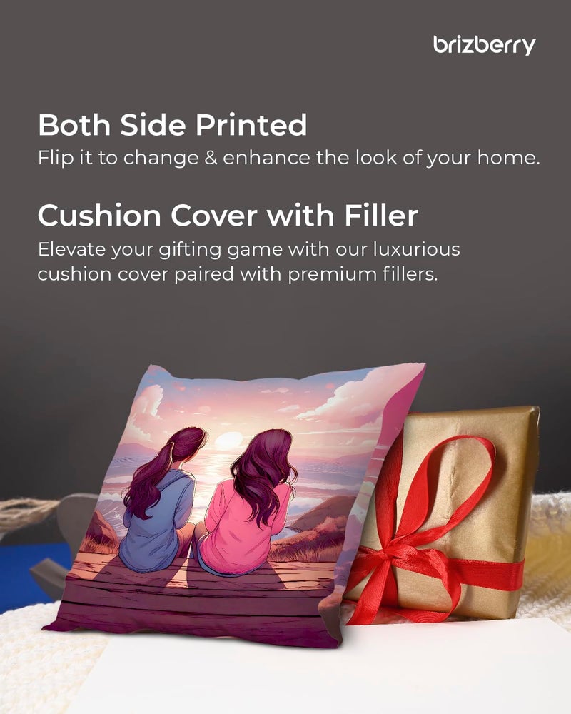 Brizberry® Pillow Cushion Gift, Unique Thoughtful Friendship Day Birthday Diwali Gift for Best Friend Bestie, for him her Boy Girl with Premium Filler Cushion (16 inch x 16 inch) (Design 19) - Image 4