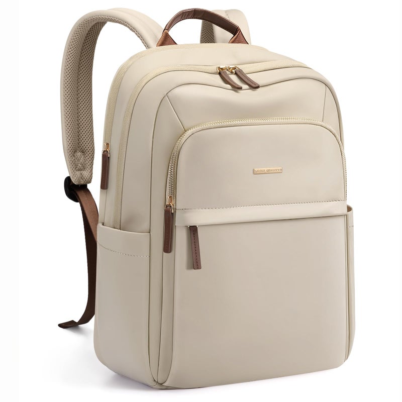 GOLF QUALITY Travel Backpack for Women Personal Carry On Bag Business Weekender Hiking Multilayer Laptop Bag,16 Inch,Apricot - Image 1
