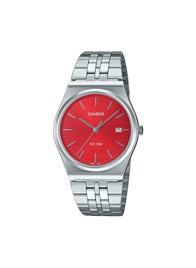 Casio General MTP-B145D-4A2VDF Red Dial Stainless Steel Band - Image 1