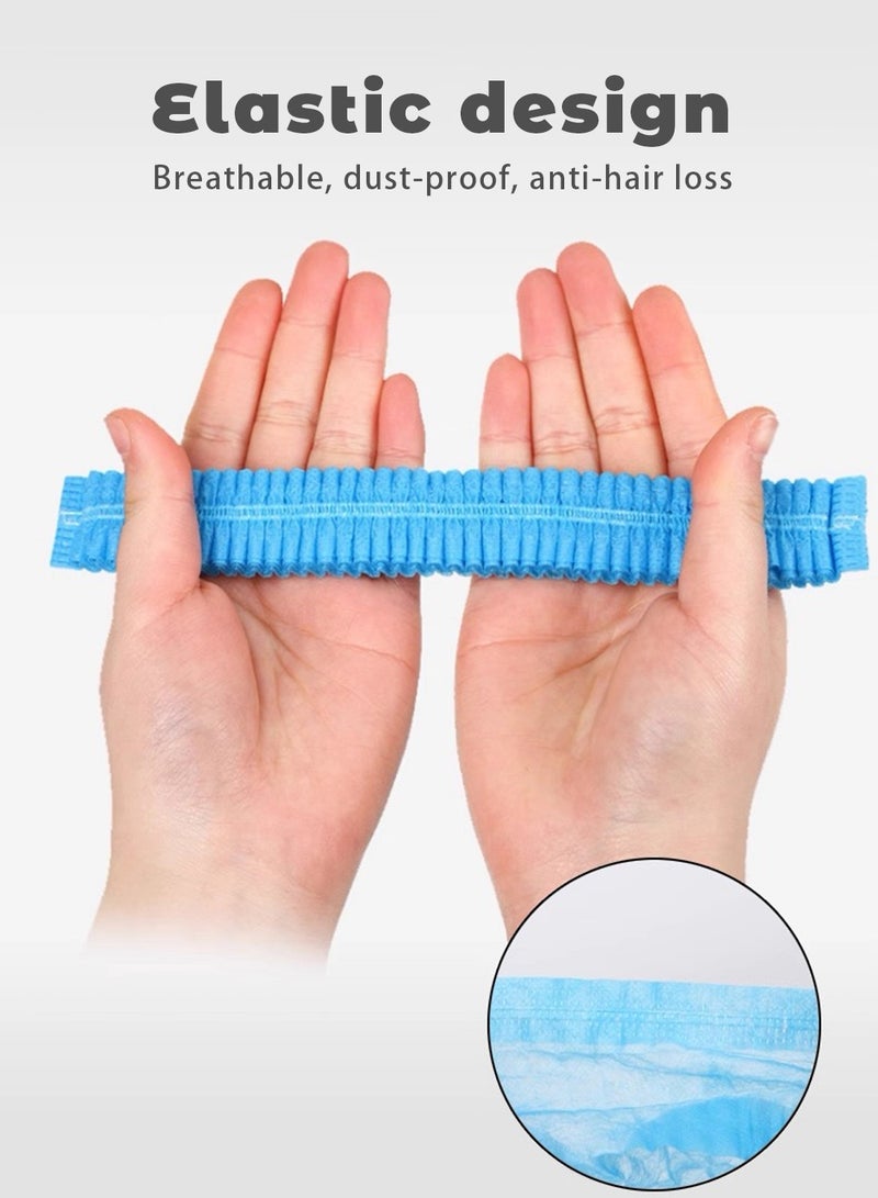 200 طاقية استعمال مرة واحدة، طاقية شغل بشبكة مطاطية للحماية من الغبار، غطاء رأس للمطبخ، أزرق - Image 3