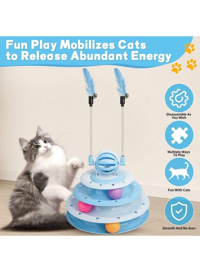 MOWKIT Cat Toy Interactive Pet Plaything for Indoor Kitten Interactive Kitty Puzzle Ball with 2 Cat-Tease (Blue) - Image 5