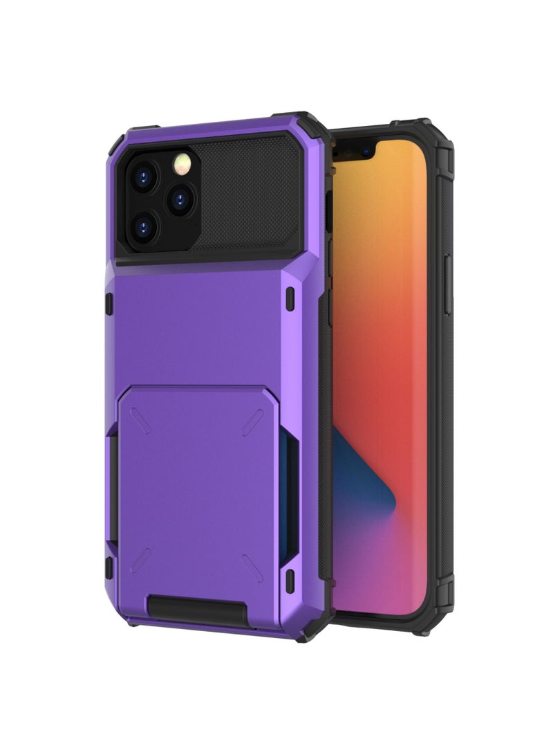 Suteni Card Protective Case Drop-resistant PC+TPU Phone Case for iPhone