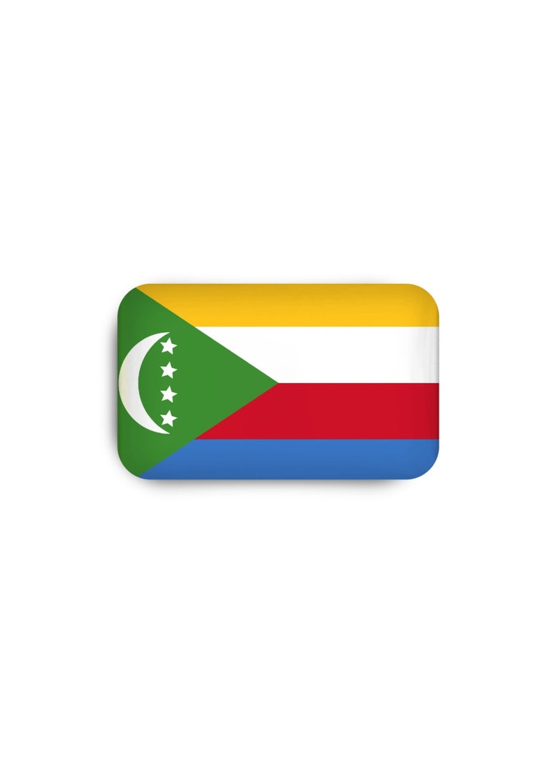 971MEDIA Comoros Flag - Metal Badge Epoxy Coated with Magnetic Pin that Doesn't Tear Clothes  - Image 2