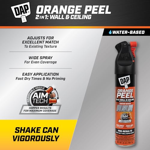 Dap رذاذ داب لت texture قشر البرتقال قائم على الماء 2n1 لرذاذ texture الجدران والأسقف مع فوهة إيم تكنولوجي، أبيض، 25 أونصة (7079850005) - Image 3