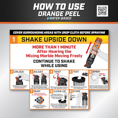 Dap رذاذ داب لت texture قشر البرتقال قائم على الماء 2n1 لرذاذ texture الجدران والأسقف مع فوهة إيم تكنولوجي، أبيض، 25 أونصة (7079850005) - Image 4