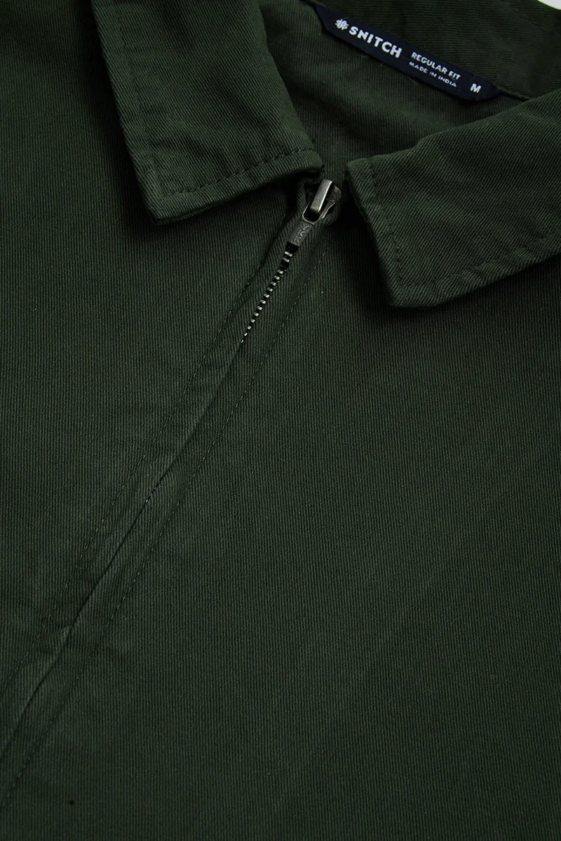 Snitch Olive Olive Solid Long Sleeve Regular Fit Jacket for Men | Best Price UAE