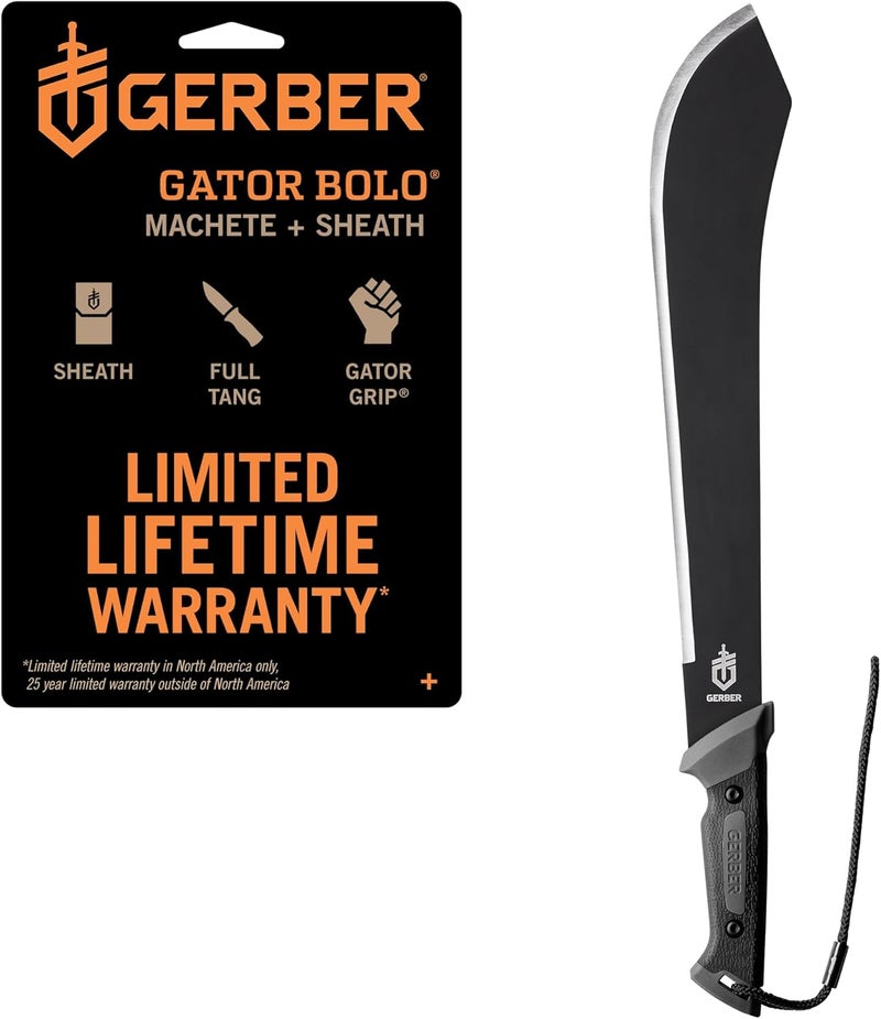 Gerber Gear Gator Bolo 22" Gardening Machete, Full Tang Knife with Plain Edge, Gator Grip and Protective Sheath - Image 1