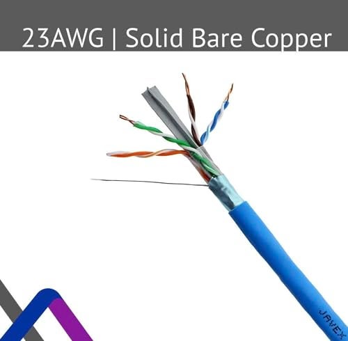 JAVEX CAT 6A Ethernet Cable 500ft Shielded FTP UL Listed CMR Riser for PoE 23AWG Solid Bare Copper 750MHz ETL Listed Made in Taiwan Shielded Cat6a Cable Blue - Image 3