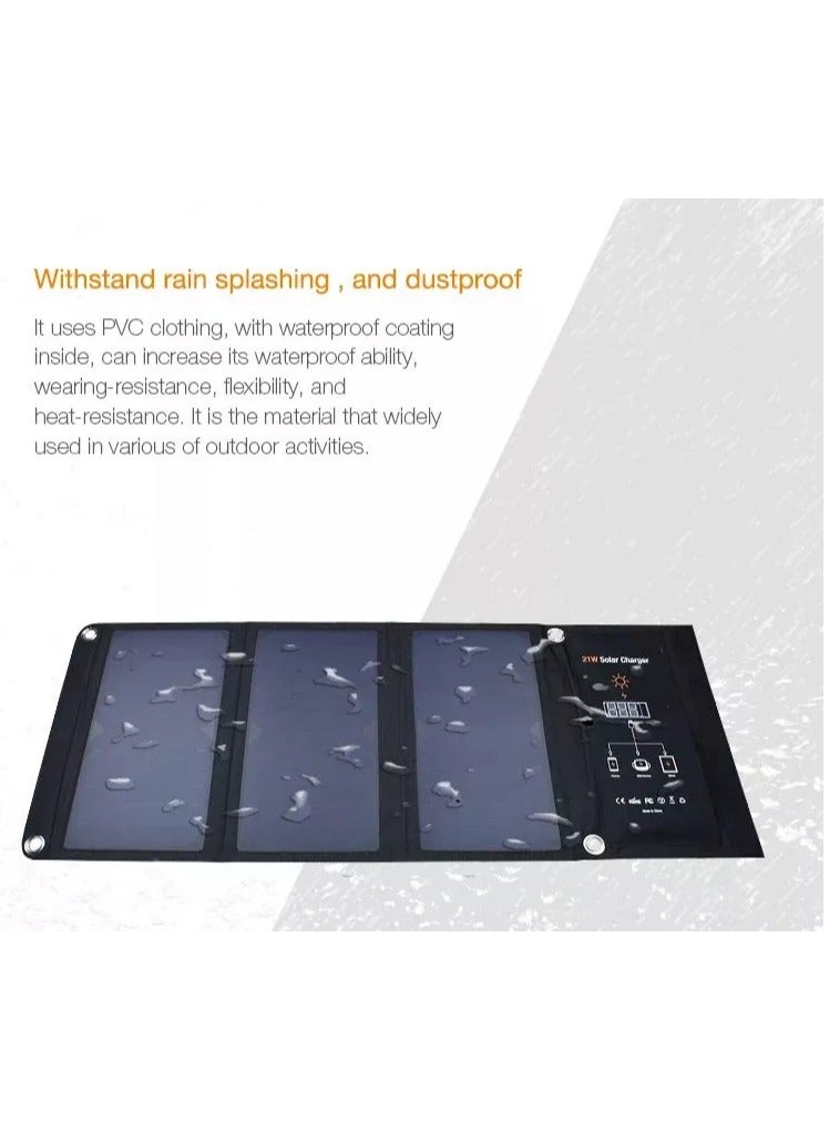 General Portable Solar Charger for Camping - 21W Foldable Solar Panel Charger 2 USB Ports - Waterproof  Durable, Compatible with iPhone, iPad, Galaxy, LG, Nexus, Battery Packs,  All USB Devices  - Image 5