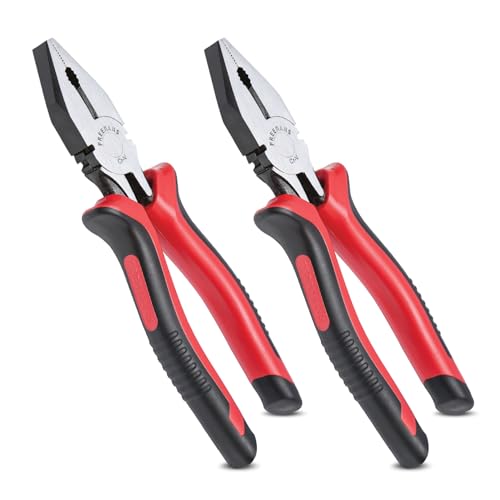 FREEMANS FCP08 Combination Plier with Cellulose Acetate Sleeve for Home DIY & Electrical Applications II Plier for Bending, Holding, Cutting & Pulling etc - 8 Inch (Set of 2) - Image 1