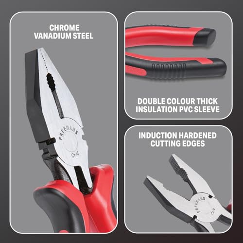 FREEMANS FCP08 Combination Plier with Cellulose Acetate Sleeve for Home DIY & Electrical Applications II Plier for Bending, Holding, Cutting & Pulling etc - 8 Inch (Set of 2) - Image 4