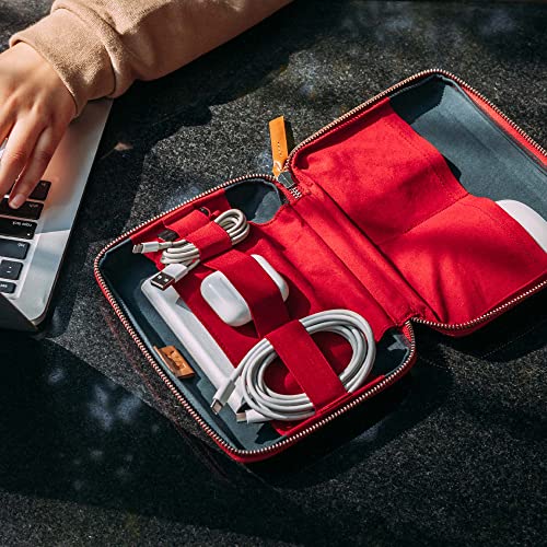 DailyObjects Large Travel Digital Accessories Storage Bag | Portable Gadget Organizer Case | Zippered Tech Kit Organizer Pouch - Red(Canvas) - Image 5