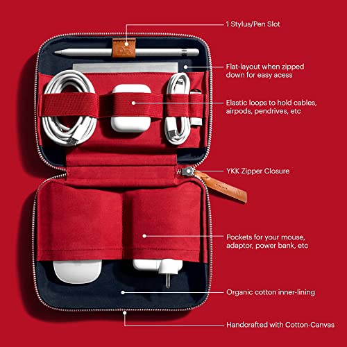 DailyObjects Large Travel Digital Accessories Storage Bag | Portable Gadget Organizer Case | Zippered Tech Kit Organizer Pouch - Red(Canvas) - Image 2