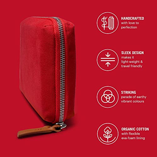 DailyObjects Large Travel Digital Accessories Storage Bag | Portable Gadget Organizer Case | Zippered Tech Kit Organizer Pouch - Red(Canvas) - Image 4