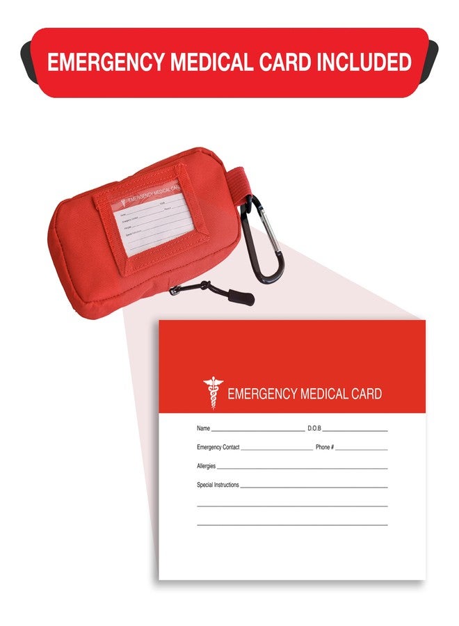 OVERDOSE KITS حقيبة حمل معزولة لأقلام الإبينفرين - تصميم نحيف يتسع لأقلام إبينفرين وملحقاتها - قماش متين مع حلقة تعليق وبطاقة هوية طبية (أحمر) - Image 3