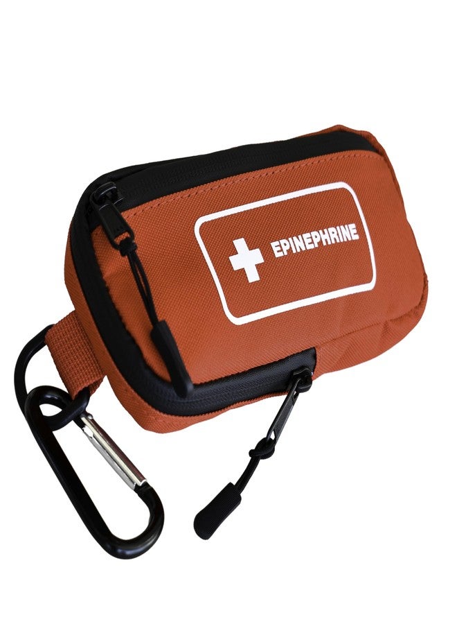 OVERDOSE KITS حقيبة حمل معزولة لأقلام الإبينفرين - تصميم نحيف يتسع لأقلام إبينفرين وملحقاتها - قماش متين مع حلقة تعليق وبطاقة هوية طبية (أحمر) - Image 1