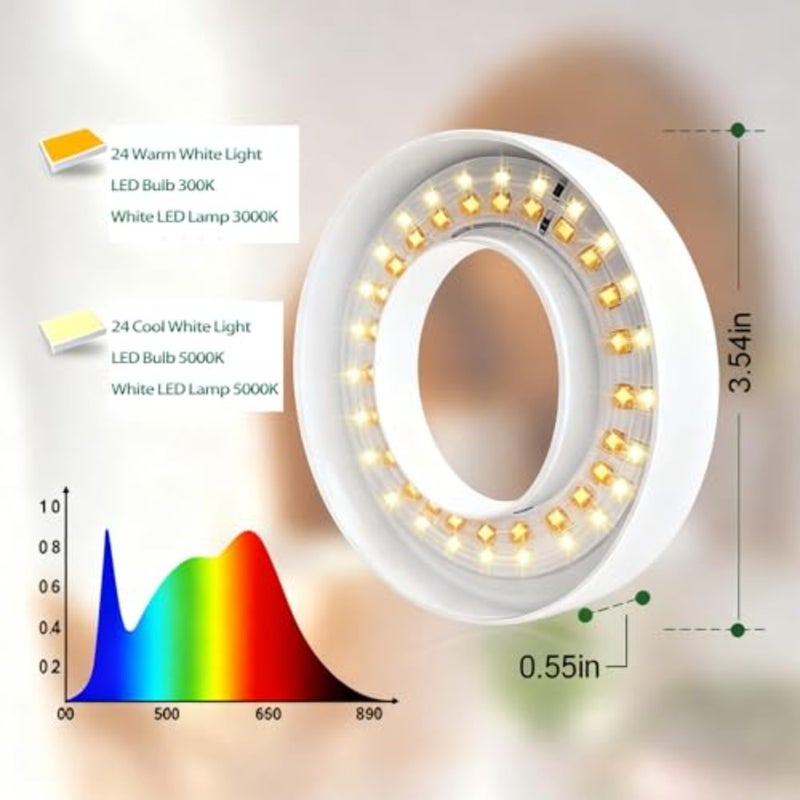 Bukela 4 PCS Grow Light - Full Spectrum Plant Lights for Indoor Growing 3/9/12H Timer 3 Color Modes 10 Brightness Levels Height Adjustable Halo Design 3.5 in White - Image 5
