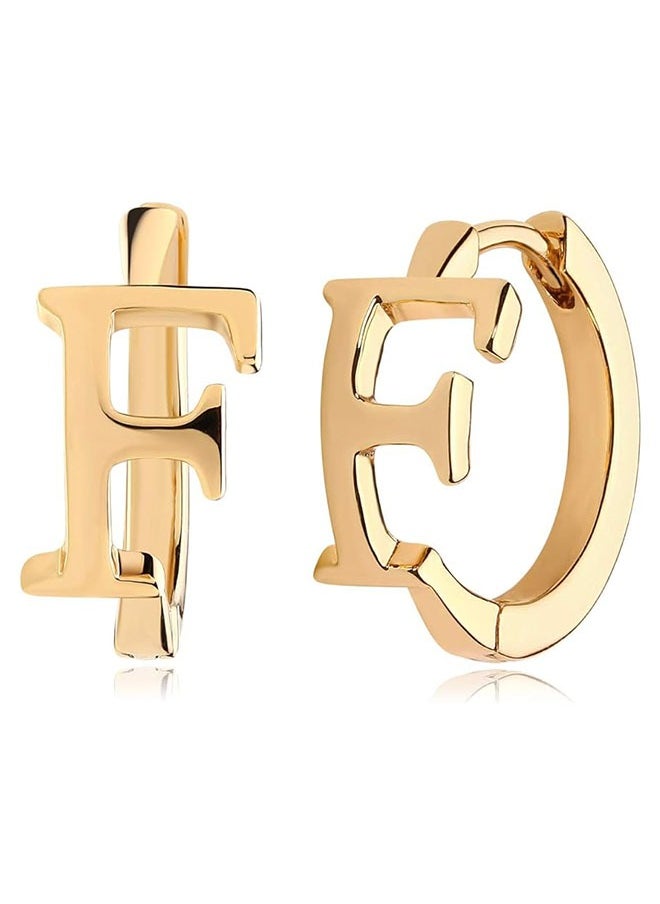 Mevecco Women Huggie Hoop Earrings Gold Initial Sleeper 14K Gold Filled Small Simple Delicate Handmade Hypoallergenic Personalized Jewelry Gift - 26 Letters  - Image 1