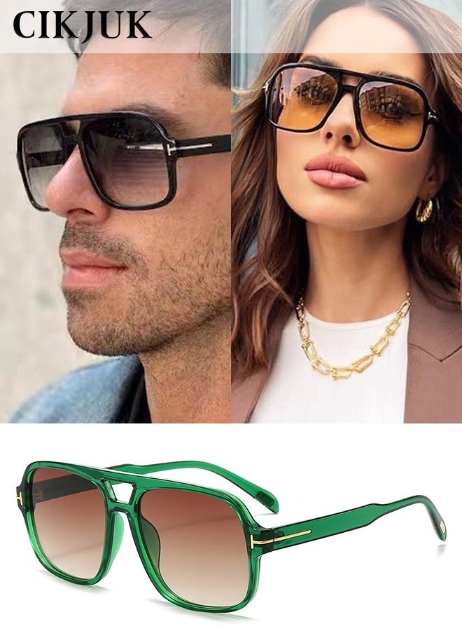CIKJUK Retro Aviator Sunglasses Men Women Premium Luxury Sunglass Trendy Men's Women's Sun Glasses Mens 70s Tinted Sun Glas UV400 Protection Shades Green - Image 1