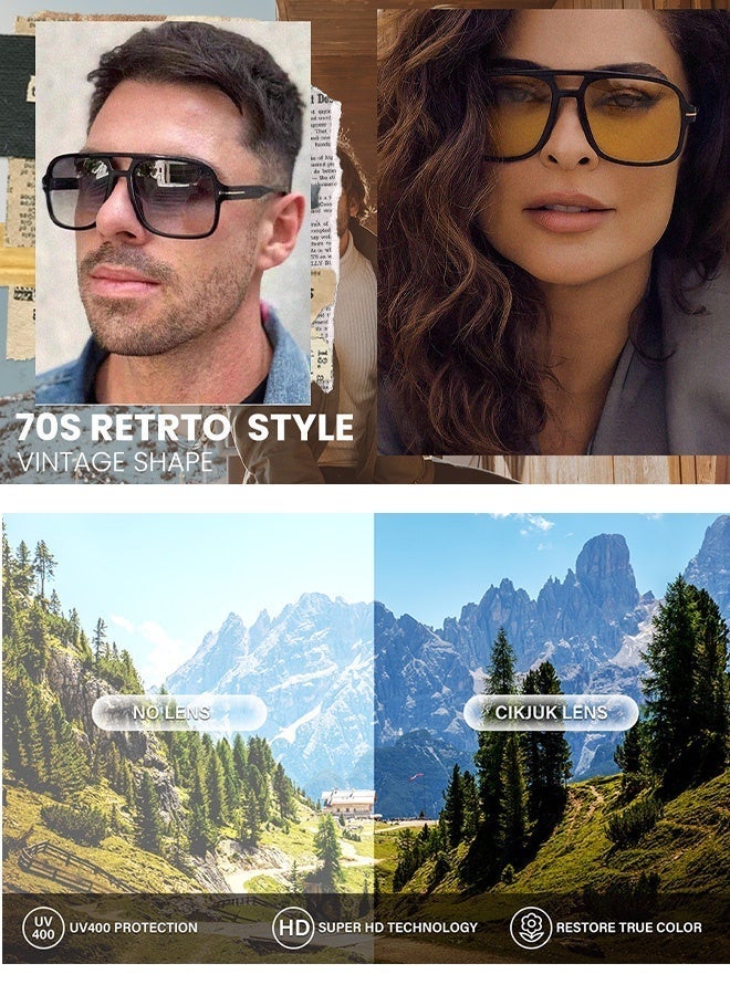 CIKJUK Retro Aviator Sunglasses Men Women Premium Luxury Sunglass Trendy Men's Women's Sun Glasses Mens 70s Tinted Sun Glas UV400 Protection Shades Green - Image 3