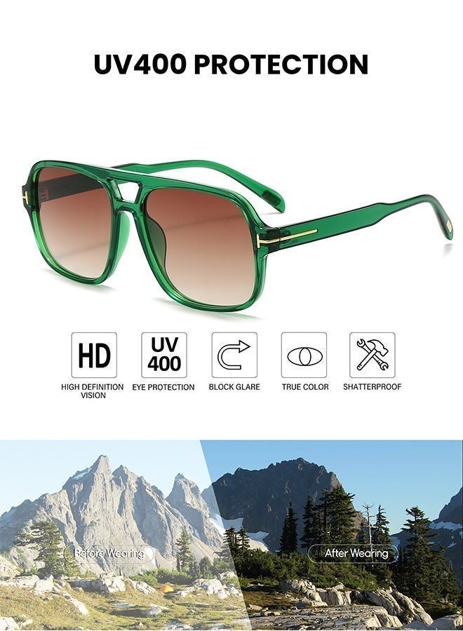 CIKJUK Retro Aviator Sunglasses Men Women Premium Luxury Sunglass Trendy Men's Women's Sun Glasses Mens 70s Tinted Sun Glas UV400 Protection Shades Green - Image 4