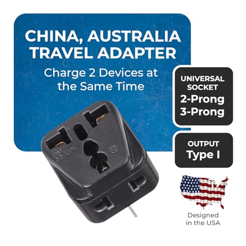 OREI India Australia Plug Converter, India to China, Australia, New Zealand - Type I - 2 in 1 - Perfect for Laptop, Camera Chargers - CE - RoHS - 2 Pack - Black - 5 Years Warranty - Image 2
