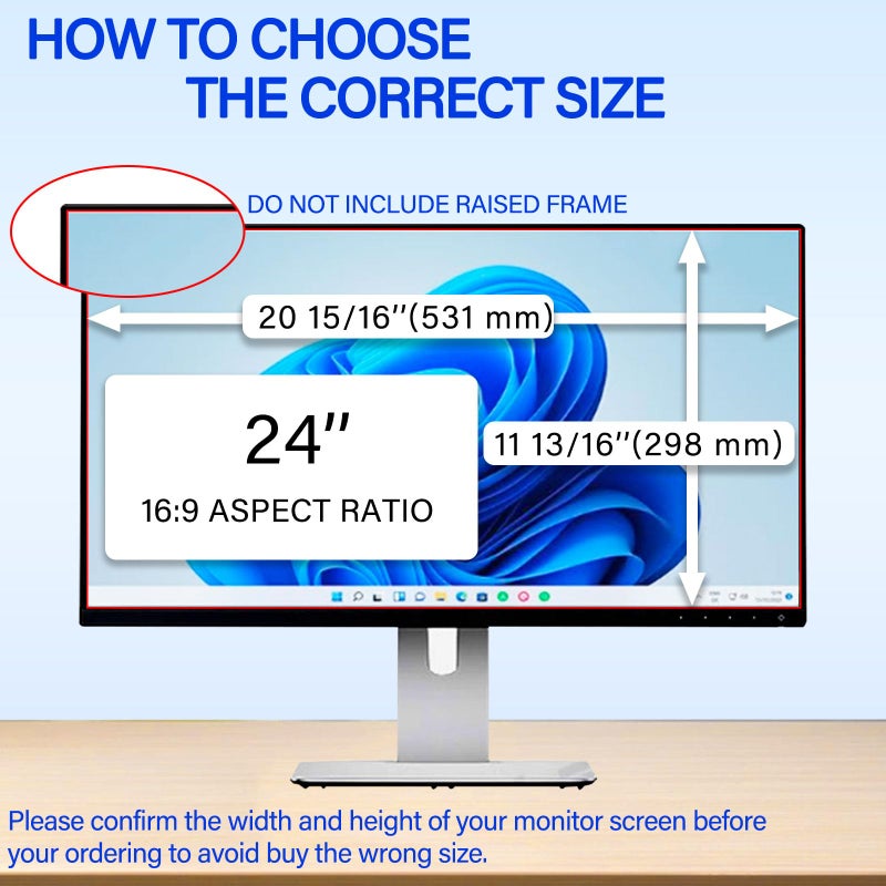 Ceydebne 24 Inch Privacy Screen for Monitor with 16:9 Widescreen Monitor Blue Light Screen Protector - Anti-Glare - Anti-Scratch Protector Film for Data Confidentiality Privacy Shield [2 Pack] - Image 5