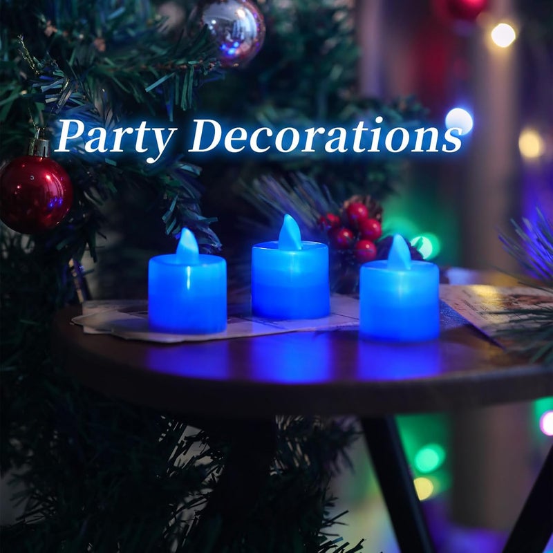 LANKER 24 Pack Flameless Led Tea Lights Candles, Flickering Blue Battery Operated Electronic Fake Candles, Decorations for Wedding, Party, Christmas, Halloween and Festival Celebration (Blue) - Image 4