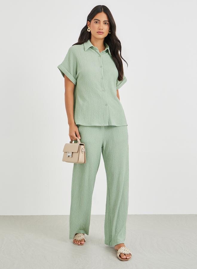 Styli Textured Buttoned Short Sleeve Shirt - Image 2