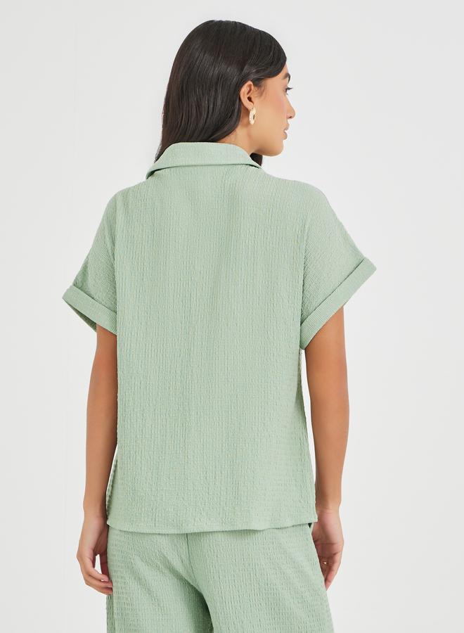 Styli Textured Buttoned Short Sleeve Shirt - Image 4