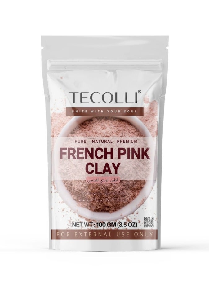 TECOLLI French Pink Powder | Montmorillonite Rose Pink-Clay | Detox, Exfoliation, Oil Control|100% Pure & Natural Face Mask Skincare |100 gm - Image 1