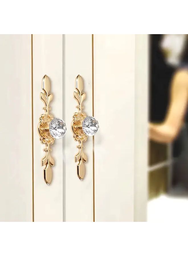 Golden Crystal Drawer Handles With Plate 4 7 Inch Length 6 Packs Brushed Finish - Image 2
