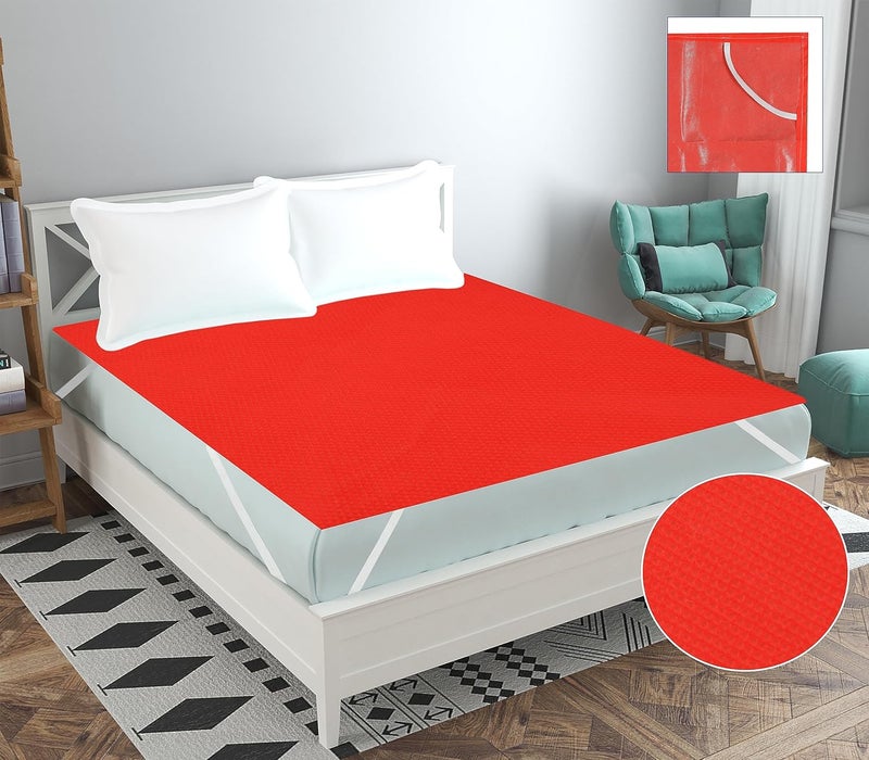 DFH DFH Waterproof King Size Mattress Protector Sheet with Elastic StrapsRed Size 78x72fits for 12 Mattress PVC  - Image 1