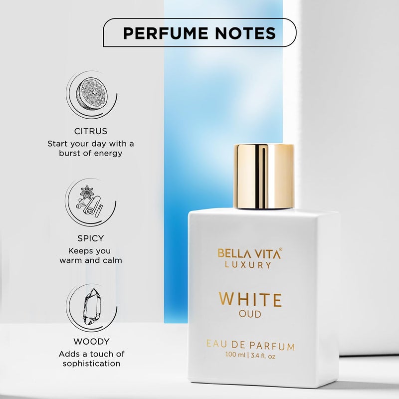 Bella Vita Luxury BellaVita Luxury White OUD Unisex Perfume 100Ml | Premium Arabic Men and Women Perfumes | Notes of Artemisia, Musk, Oud Vetiver and Freesias | Exquisite Unisex Arabian Perfume for Women & Men - Image 3