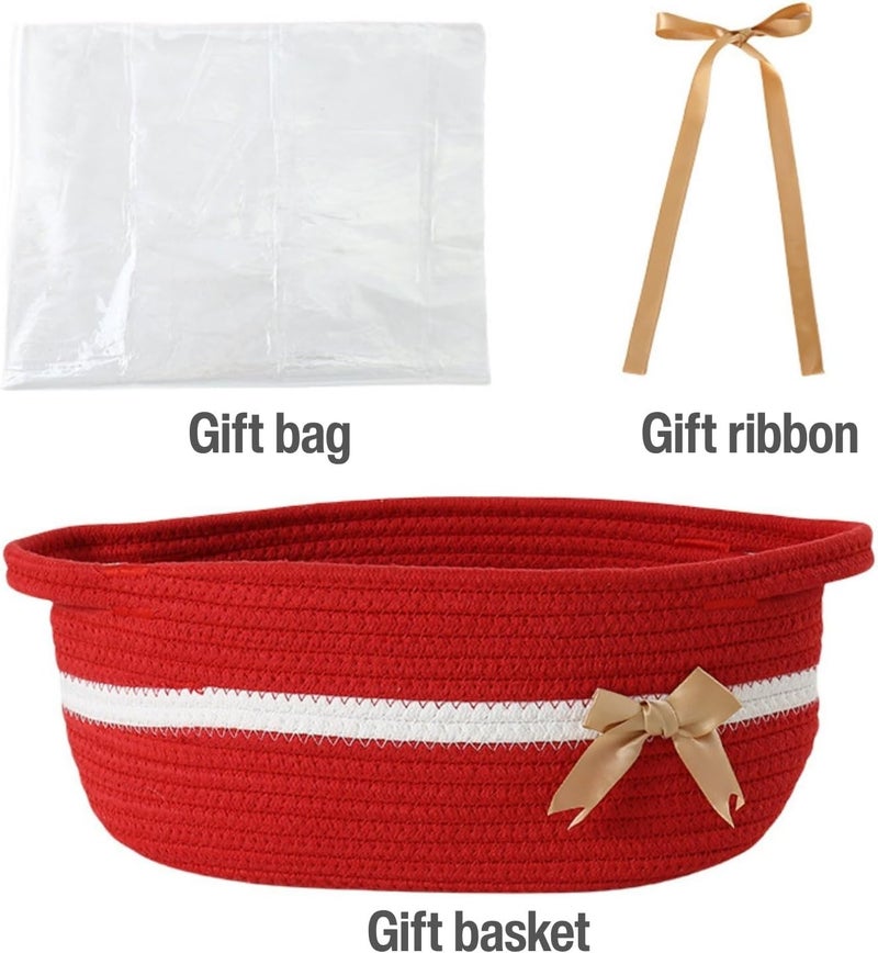 PandaEar سلة هدايا صغيرة من باندا إير 2 حزمة مصنوعة من القطن المنسوج فارغة سلة هدايا لحفلات استقبال المواليد والأعياد وأعياد الميلاد قابلة لإعادة الاستخدام لتنظيم التخزين مجموعة تغليف الهدايا 118x 8x 47 أحمر وردي - Image 2
