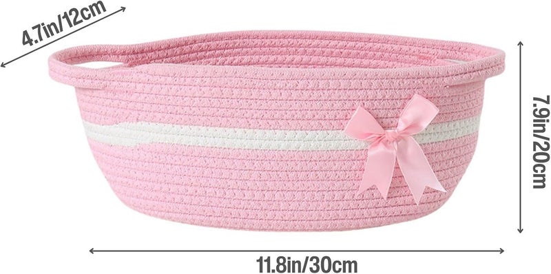 PandaEar سلة هدايا صغيرة من باندا إير 2 حزمة مصنوعة من القطن المنسوج فارغة سلة هدايا لحفلات استقبال المواليد والأعياد وأعياد الميلاد قابلة لإعادة الاستخدام لتنظيم التخزين مجموعة تغليف الهدايا 118x 8x 47 أحمر وردي - Image 3