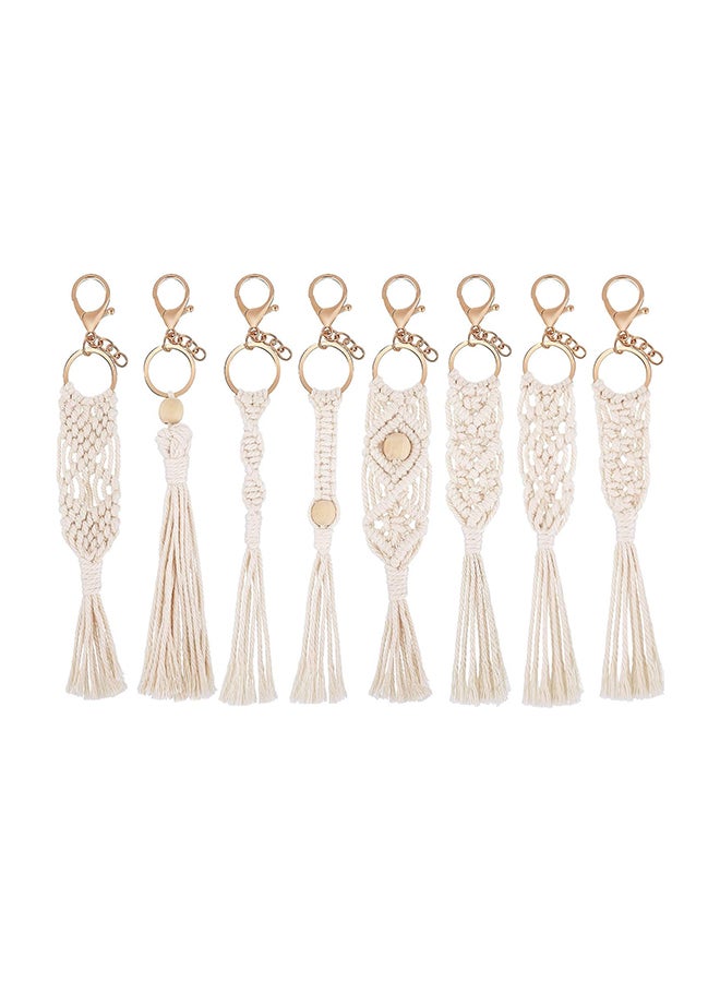 Antikiano Macrame Keychains Boho Macrame Bag Charms with Tassels Car Hanging 8  pieces  - Image 1