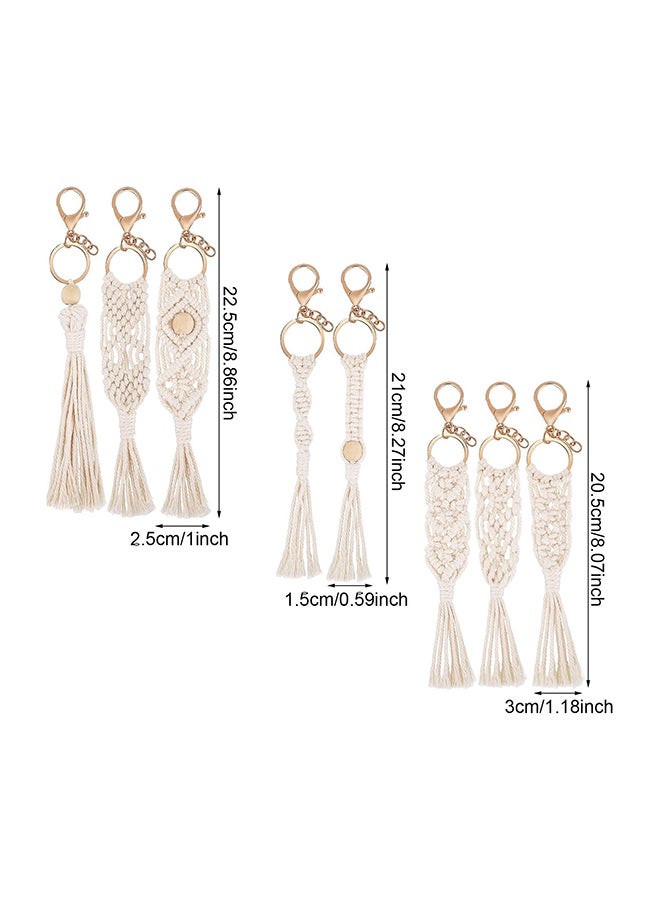 Antikiano Macrame Keychains Boho Macrame Bag Charms with Tassels Car Hanging 8  pieces  - Image 2