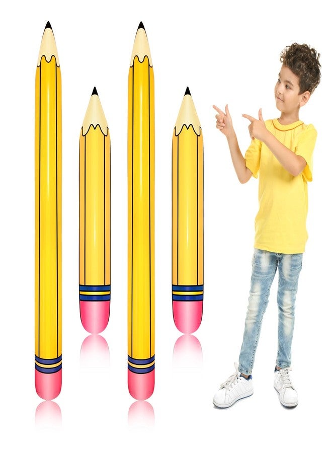 Demonwer 4 Pcs Large Pencil Balloons Back to School Inflatable Pencil Balloon Graduation Party Decoration for Back to School Classroom Garden Room Birthday Party Decorations - Image 1
