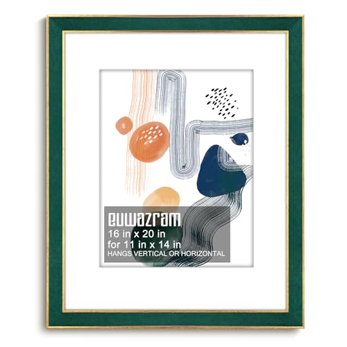 euwazram Suede 16x20 Frame - Single Frame, Christmas Elegant Green 16 x 20 Poster Frame with Mat for 11x14, 16x20 Picture Frames for Artwork, Puzzles, Photos and Movie Posters - Image 5