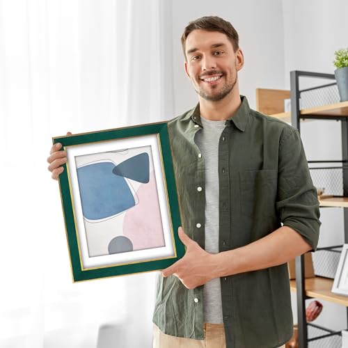 euwazram Suede 16x20 Frame - Single Frame, Christmas Elegant Green 16 x 20 Poster Frame with Mat for 11x14, 16x20 Picture Frames for Artwork, Puzzles, Photos and Movie Posters - Image 3