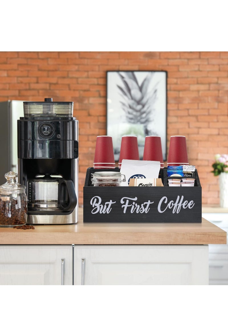 XiuWoo Wooden coffee station organizer, coffee bar accessories for counter, coffee bar bin box, coffee pods holder, farmhouse coffee bar decor - Image 4