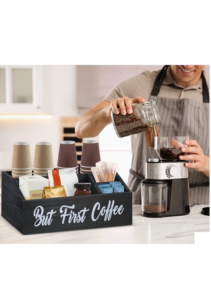 XiuWoo Wooden coffee station organizer, coffee bar accessories for counter, coffee bar bin box, coffee pods holder, farmhouse coffee bar decor - Image 2
