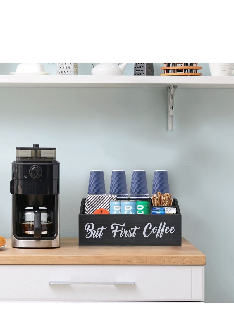 XiuWoo Wooden coffee station organizer, coffee bar accessories for counter, coffee bar bin box, coffee pods holder, farmhouse coffee bar decor - Image 5