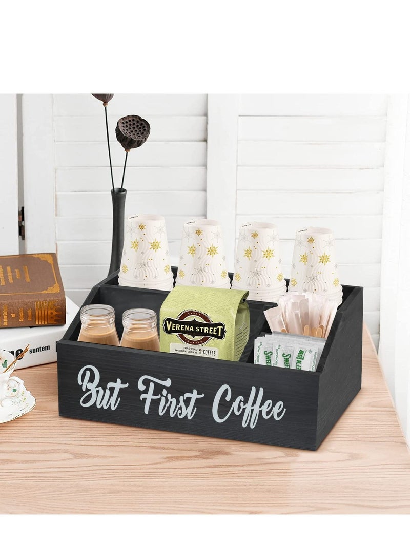 XiuWoo Wooden coffee station organizer, coffee bar accessories for counter, coffee bar bin box, coffee pods holder, farmhouse coffee bar decor - Image 3